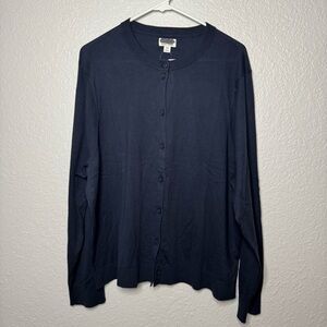 NWT J Crew Factory Classic Cotton Cardigan Sweater Navy Size 3X Button Front